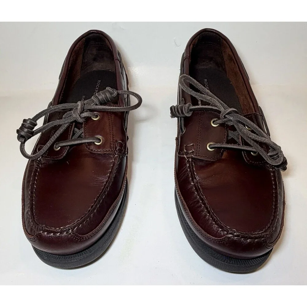 G.H. Bass & Co Harry II Men’s 10.5W Brown Leather Boat Shoes Moc Toe Wide